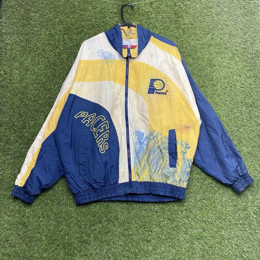 Vintage Indiana Pacers Windbreaker Mens XL Full Zip Pro Player Distressed 90s
